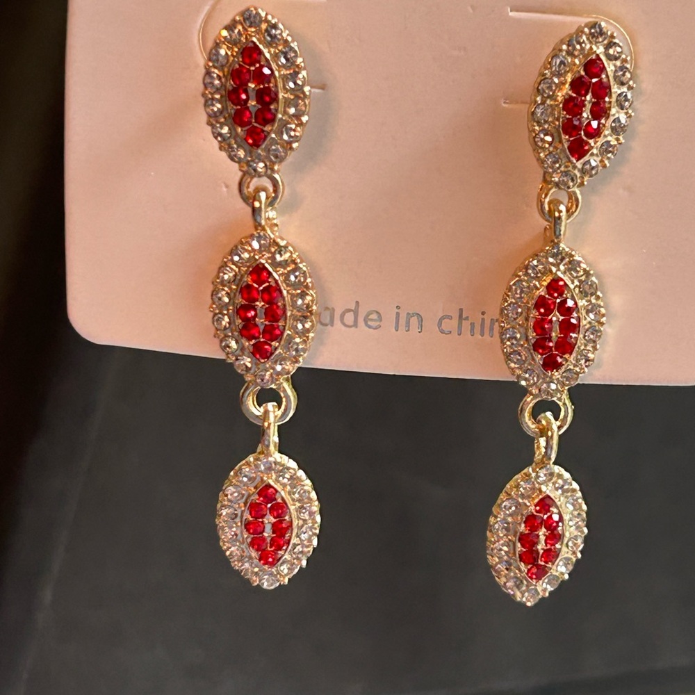 Red and gold drop Earrings